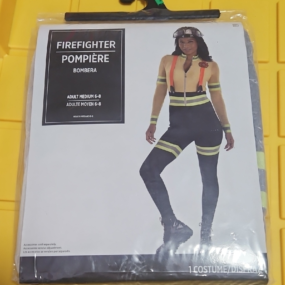 WOMEN'S SEXY FIREFIGHTER COSTUME: NEW IN PACKAGE: SIZE MEDIUM (6/8)